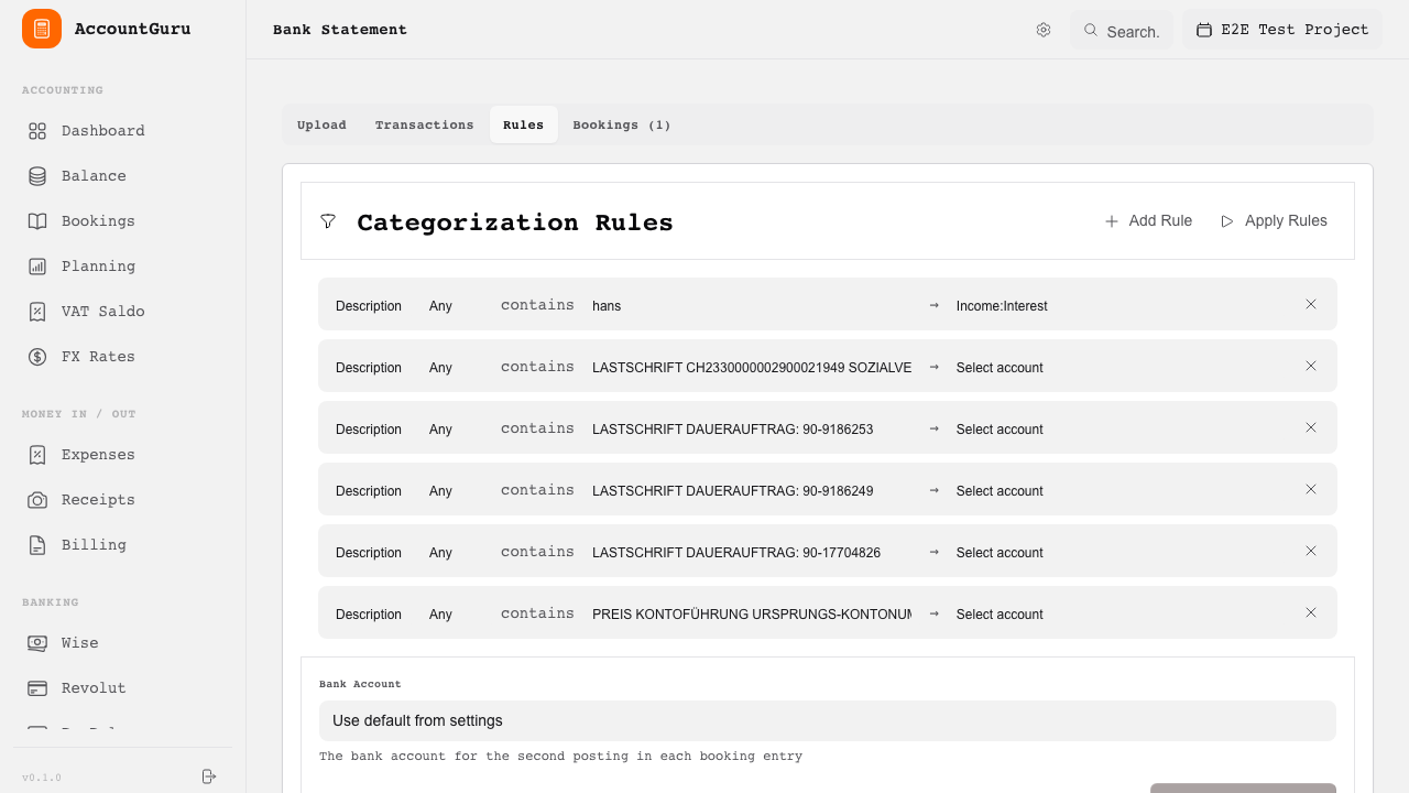 Categorisation Rules